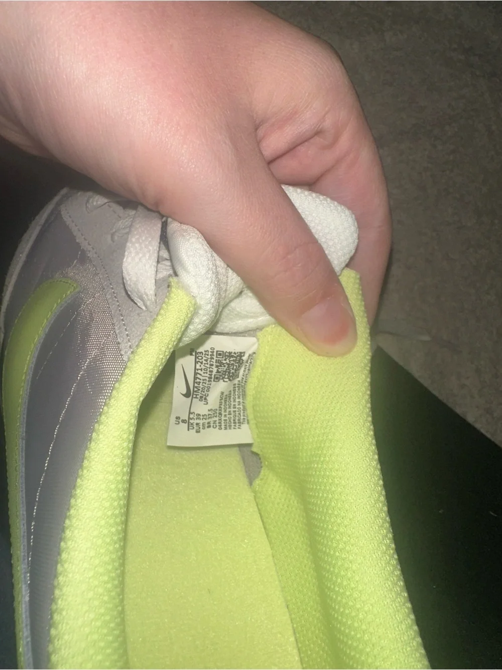 Nike Women’s Runner Sneaker in Gray with Lime Swoosh